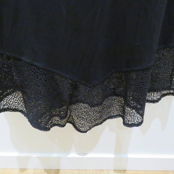 EILEEN FISHER Midi Stretch Jersey Tank Dress Lace Hem in Black Lagenlook Minimal - Picture 10 of 12